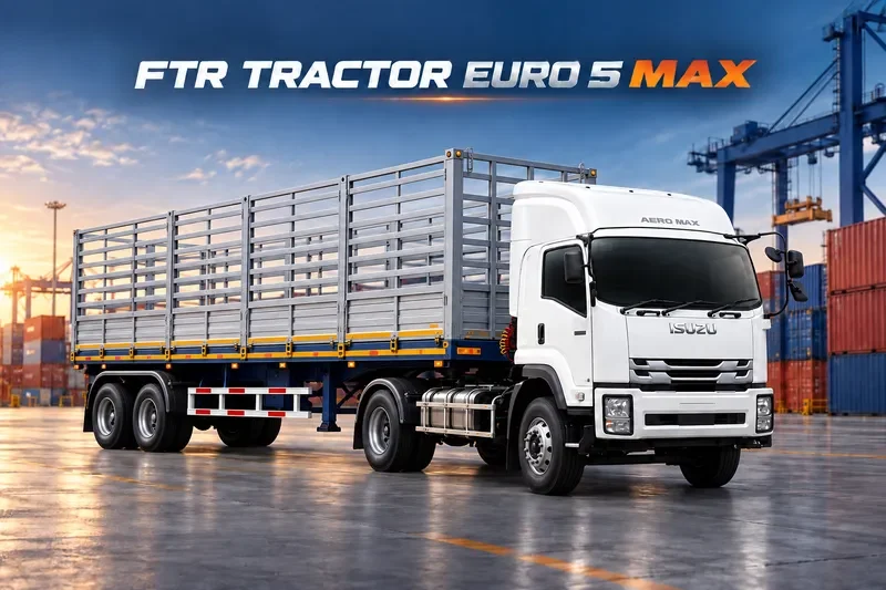 ภาพจำลอง FTR TRACTOR EURO 5 MAX กับหางพ่วงกระบะคอก 2 เพลา