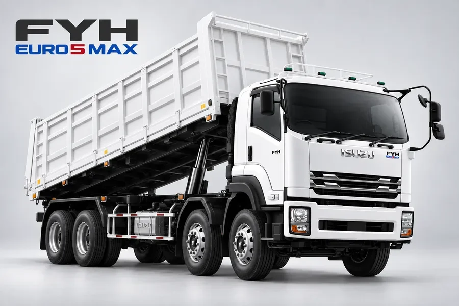 ภาพจำลอง ISUZU FYH กระบะดัมพ์คอกสูงยกขึ้น พร้อมข้อความ FYH EURO 5 MAX