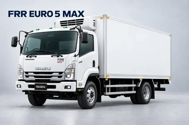 ภาพสร้างด้วย AI ของ Isuzu FRR 6 ล้อ ตู้ควบคุมอุณหภูมิ พร้อมข้อความ FRR EURO 5 MAX